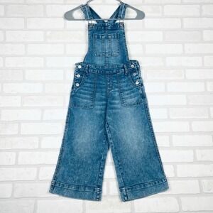 Kids Denim Wide Leg Bib Overalls Medium Wash Blue Adjustable Straps Medium